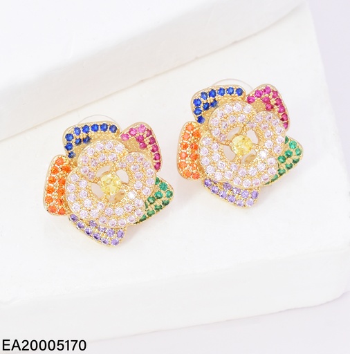 [EA20005170] ARETES DOR FLOR ZIRC COLORES EE4570-6