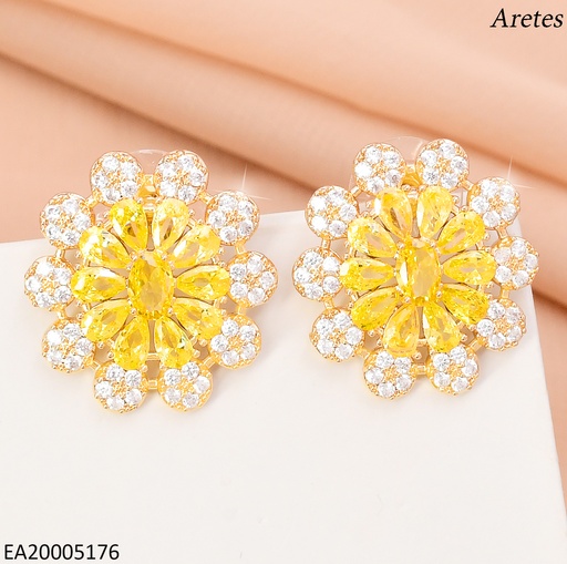 [EA20005176] ARETES FLOR ZIRC AMARILLAS & CRISTAL EE4582-6