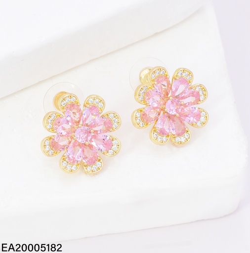 [EA20005182] ARETES DOR FLOR ZIRC ROSA EE4622-6