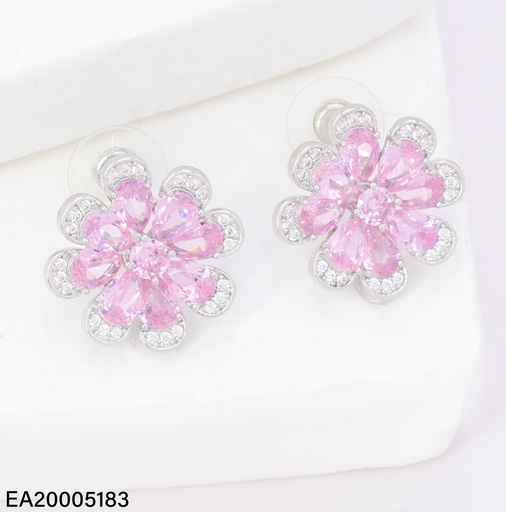 [EA20005183] ARETES PLAT FLOR ZIRC ROSA EE4623-6