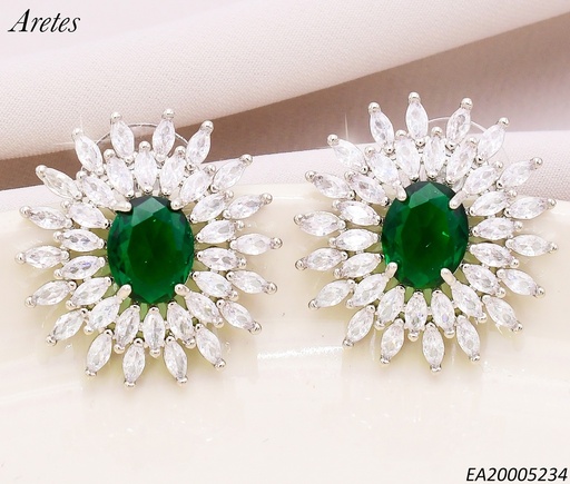[EA20005234] ARETES PLAT.SOL ZIRCONIAS CENTRO OV VERDE EE4717-6