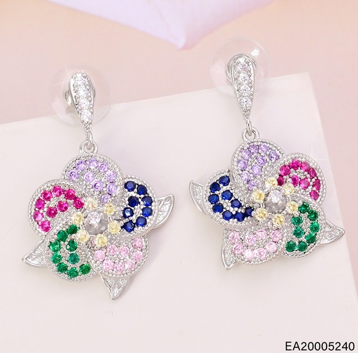 [EA20005240] ARETES PLAT FLOR 5 PETALOS EE4737-6