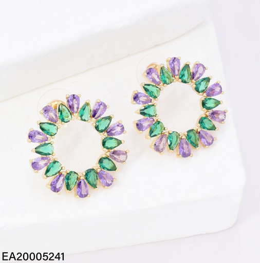 [EA20005241] ARETES DOR CIRCULO ZIRC VERDES/MORADAS EE4738-9