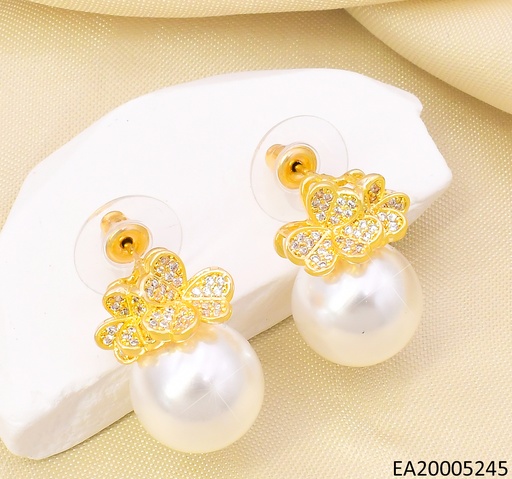 [EA20005245] ARETES TREBOL ZIRC.SOBRE PERLA EE4744-6