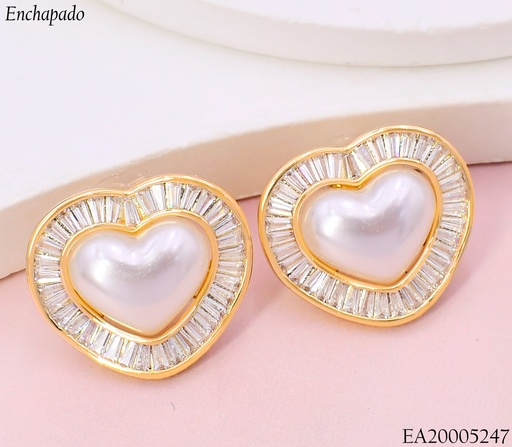 [EA20005247] ARETES CORAZON PERLA ZIRC.RECTANG.EE4746-6
