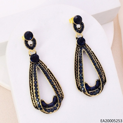 [EA20005253] ARETES DOR / ZIRC RD/ CROQUI GOTA COL. NEGRO EE4757-9