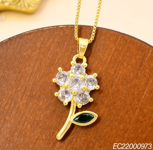 [EC22000973] CADENA VENECIANA DORADA DIJE FLOR ZIRC. CRISTAL CE456-314