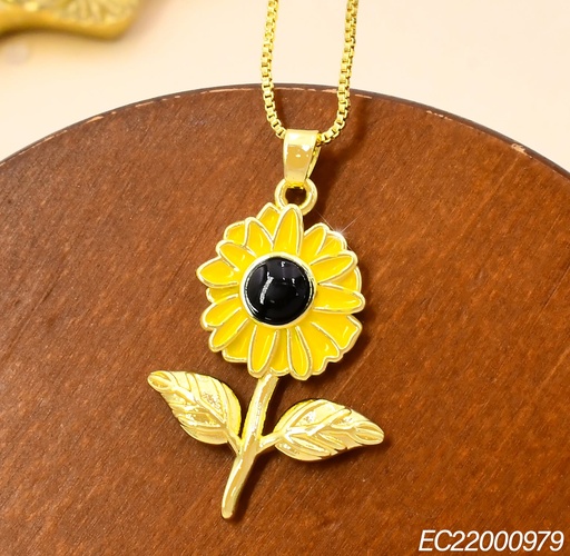 [EC22000979] CADENA VENECIANA DORADA DIJE FLOR AMARILLA CE463-314