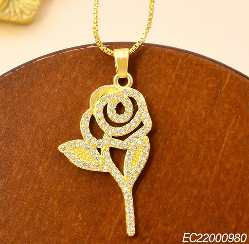 [EC22000980] CADENA VENECIANA DORADA CROQUI ROSA ZIRC. CE464-314