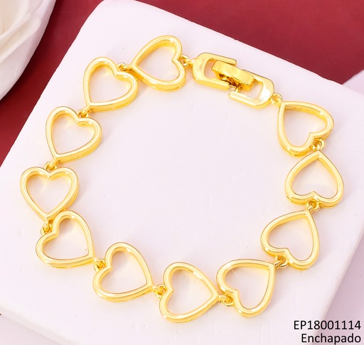 [EP18001114] PULSERA DORADA CROQUI CORAZONES BE582-9