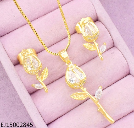[EJ15002845] SET DORADO TULIPAN ZIRC. CRISTAL SE1144-104 (TLP)
