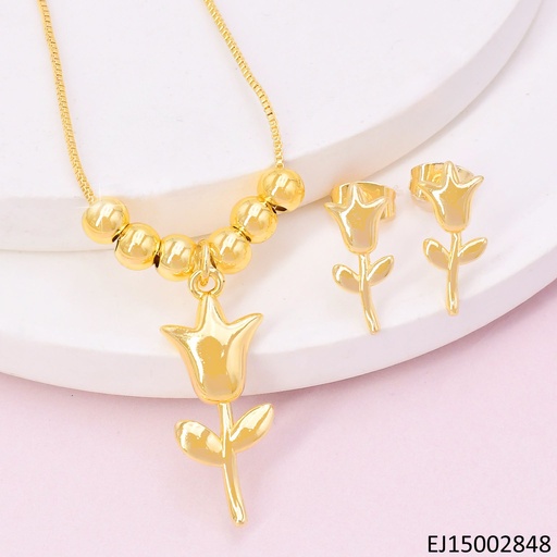 [EJ15002848] SET DORADO TULIPAN LISO /PELOTITAS SE1146-9 (TLP)