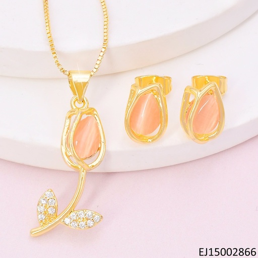 [EJ15002866] SET DORADO TULIPAN ZIRC SALMON SE1155-9 (TLP)
