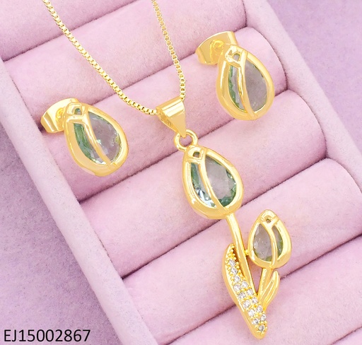 [EJ15002867] SET DORADO TULIPAN ZIRC CELESTE SE1158-9 (TLP)