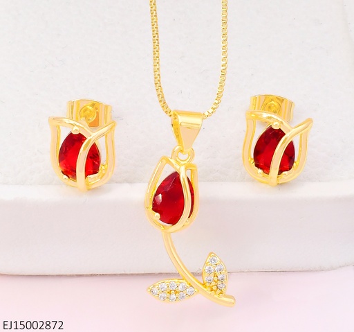 [EJ15002872] SET TULIPANES ZIRCONIA ROJA,HOJAS ZIRC. SE1164-9 (TLP)
