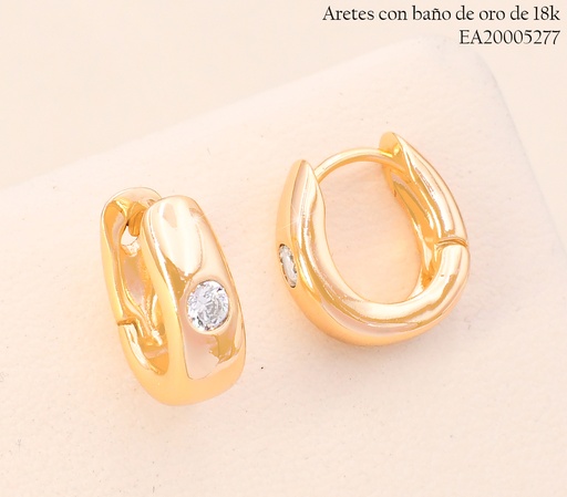 [EA20005277] ARETES HUGGIES BAÑO DE ORO 18K ZIRC.RD