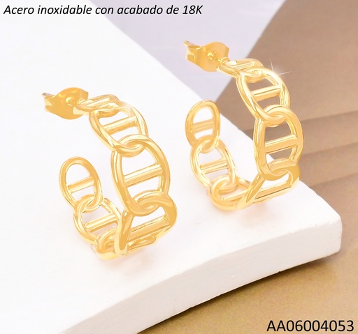 [AA06004053] ARETES TRENDY ACERO INOX. ACABADO 18K ESLABON CAD.P25070149001