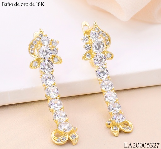 [EA20005327] ARETES HUGGIES BAÑO DE ORO 18K.LINEA ZIRC. N6207 (X)