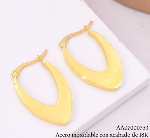 [AA07000753] ARGOLLA ACERO INOX. ACABADO 18K. OVALADA P25070191001