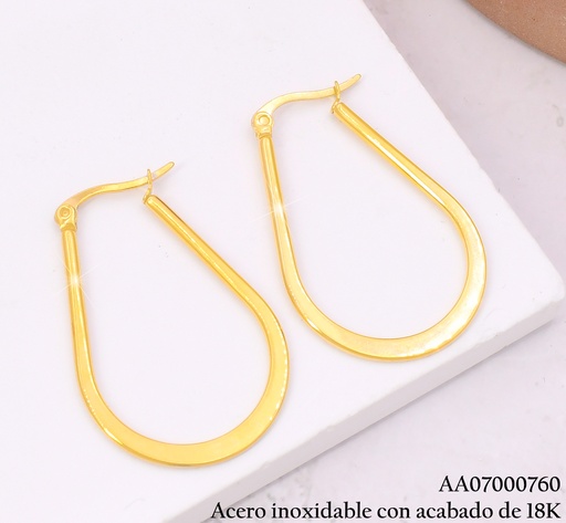 [AA07000760] ARGOLLAS  ACERO INOX. ACABADO 18K. OVALADA 37MM P25070170001