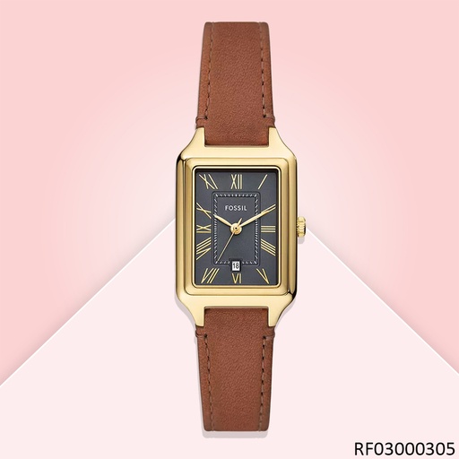 [RF03000305] RELOJ FOSSIL ANALOGO RAQUEL ES5303 METAL CUERO CAFE