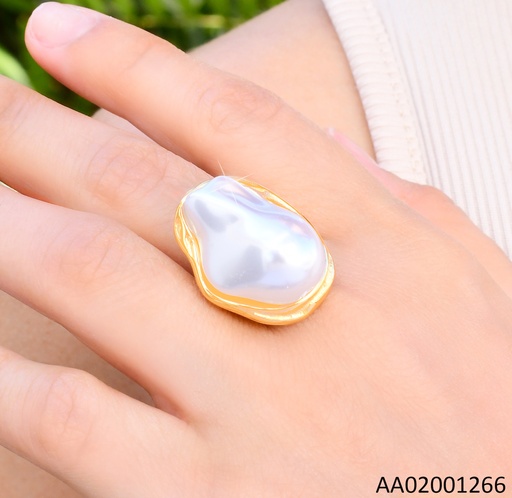 [AA02001266] ANILLO DOR OVALO PERLA IRREGULAR RA580-305