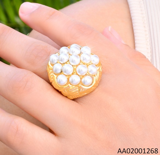 [AA02001268] ANILLO DOR RACIMO PERLAS RA582-305