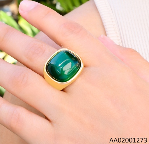 [AA02001273] ANILLO DOR PIEDRA VERDE OSCURO RA591-305