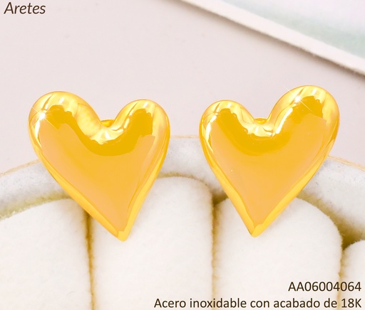 [AA06004064] ARETES ACERO INOX. ACABADO 18K CORAZON LISO IRREG. P25070213001