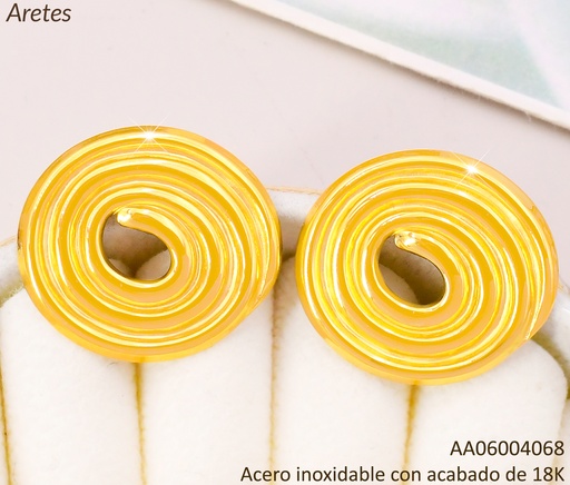 [AA06004068] ARETES ACERO INOX. ACABADO 18K. ESPIRALES DORADOS P25070219001