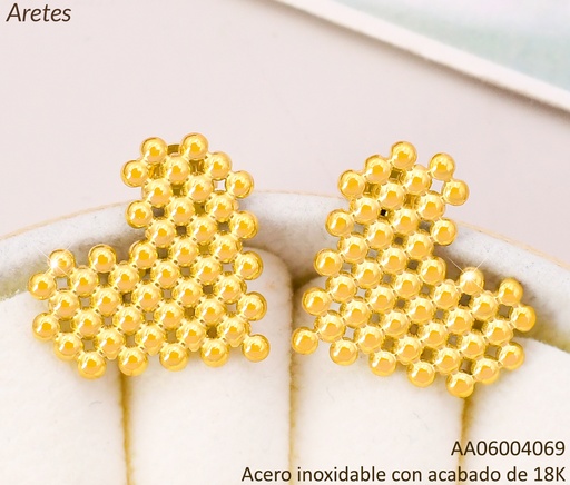 [AA06004069] ARETES ACERO INOX. ACABADO 18K. CORAZON PELOTITAS P25070204001