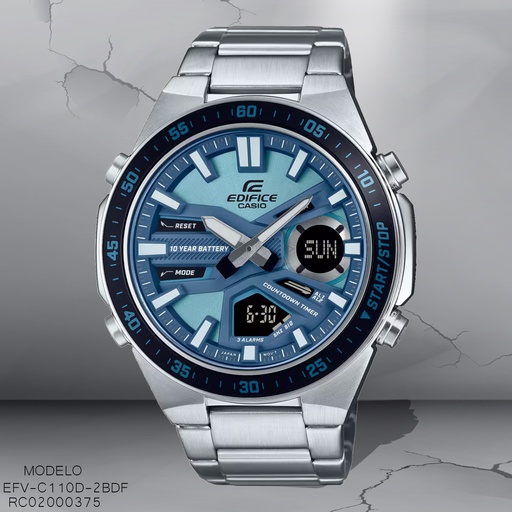 [RC02000375] RELOJ CASIO EDIFICE ANALOGO  EFV-C110D-2BDF METAL PLAT.