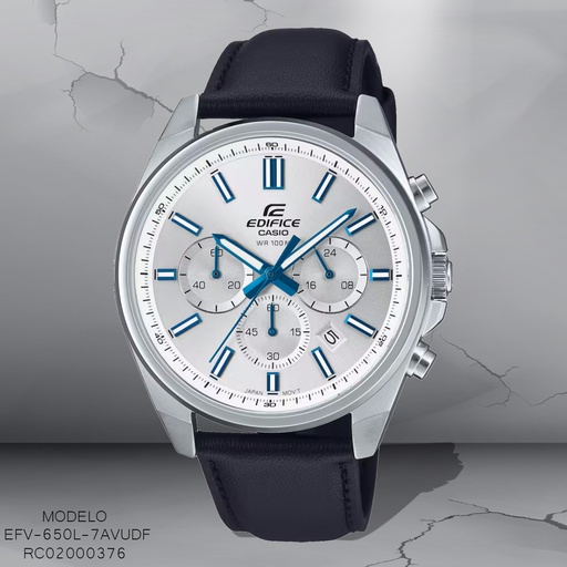 [RC02000376] RELOJ CASIO EDIFICE ANALOGO EFV-650L-7AVUDF CUERO NEGRO