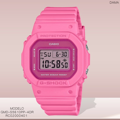 [RC02000401] RELOJ CASIO G-SHOCK DIGITAL GMD-S5610PP-4DR SILICON ROSADO