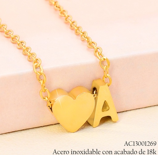 [AC13001269] CADENA C/DIJE INICIAL 💛"A" ACERO INOX. ACABADO 18K. P25070033001