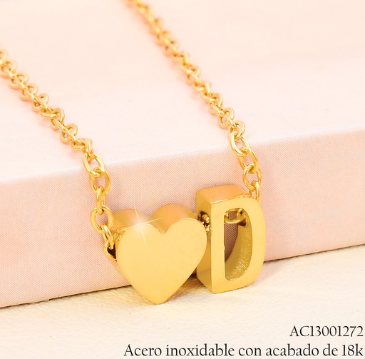 [AC13001272] CADENA C/DIJE INICIAL 💛"D" ACERO INOX. ACABADO 18K.P25070033004