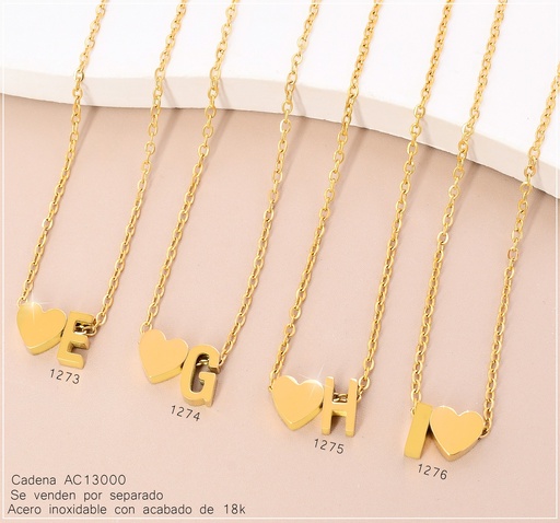 [AC13001276] CADENA C/DIJE INICIAL 💛"I" ACERO INOX. ACABADO 18K.P25070033009