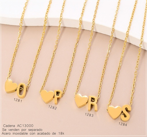 [AC13001282] CADENA C/DIJE INICIAL 💛"P" ACERO INOX. ACABADO 18K.P25070033016