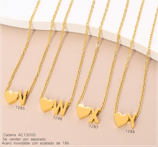 [AC13001288] CADENA C/DIJE INICIAL 💛"Y" ACERO INOX. ACABADO 18K.P25070033025