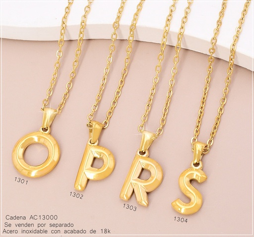 [AC13001301] CADENA C/DIJE INICIAL "O" ACERO INOX.ACABADO 18K. P25070034015