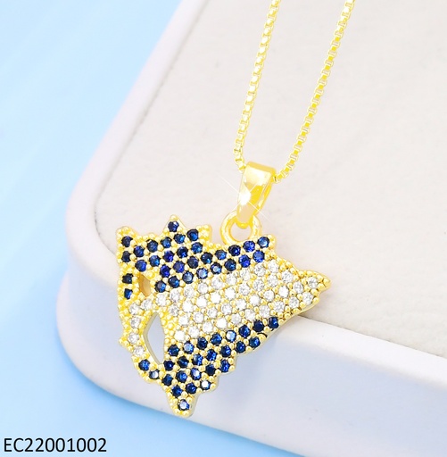 [EC22001002] CADENA AJUSTABLE DOR VENECIANA DIJE MAPA DE NICARAGUA ZIRC. CRISTAL & AZUL G197-841 (PI)