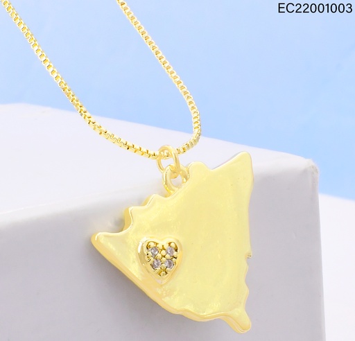 [EC22001003] CADENA DOR AJUSTABLE VENECIANA DIJE MAPA NICARAGUA CORAZON ZIRC. G201-841 (PI)