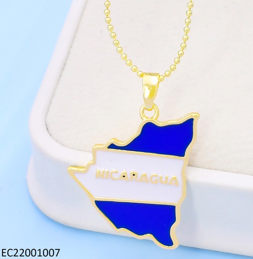 [EC22001007] CADENA DORADA PELOTITAS / DIJE MAPA "NICARAGUA" G193-841