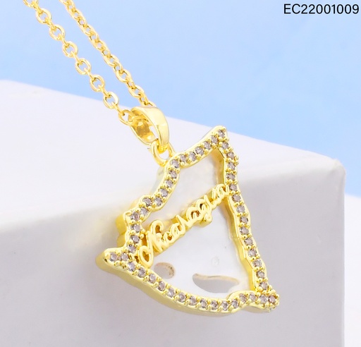 [EC22001009] CADENA DOR TRAD. DIJE NACAR MAPA "NICARAGUA" ZIRC. G202-841 (PI)