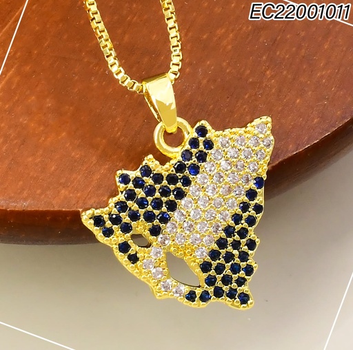 [EC22001011] CADENA DOR VENECIANA /DIJE MAPA NICARAGUA ZIRC. AZUL & CRISTAL K3870-212 (PI)