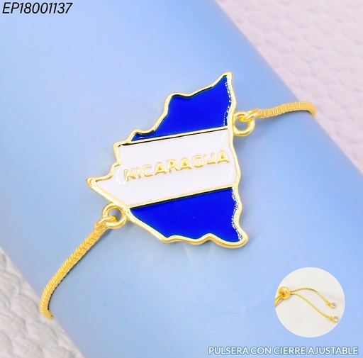 [EP18001137] PULSERA DOR AJUSTABLE MAPA DE NICARAGUA N5841-841 (PI)