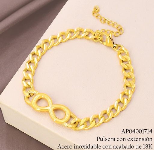 [AP04001714] PULSERA ACERO INOX. ACABADO 18K. INFINITO CENTRO ESLAB. GRUESO P25070096001