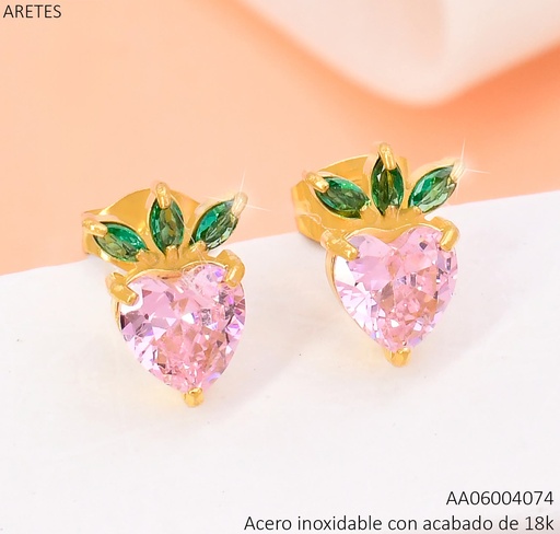 [AA06004074] ARETES ACERO INOX. ACABADO 18K. FRESA ZIRC. ROSADA P25070198001