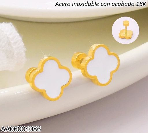 [AA06004086] ARETES ACERO INOX. ACABADO 18K. VAN CLEEF BLANCO P25070208001