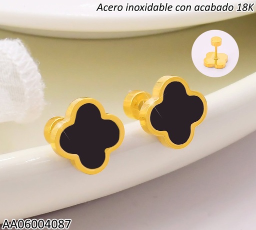 [AA06004087] ARETES ACERO INOX. ACABADO 18K. VAN CLEEF NEGRO P25070208002